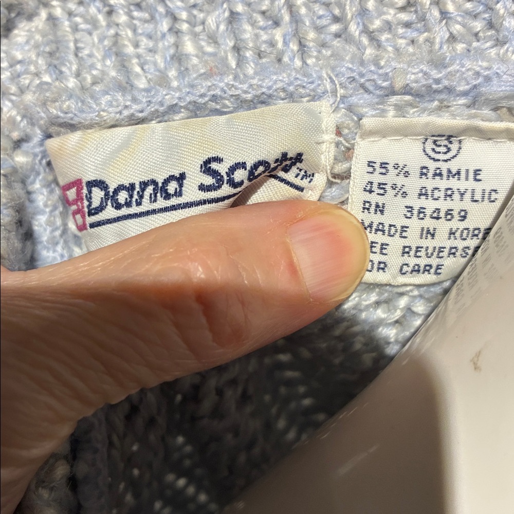 Vintage Dana Scott Elegant Blue Embroidered Women's Sweater - Picture 4 of 5